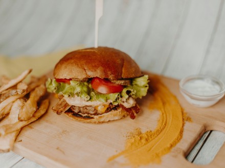 burger on a board